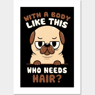 Bald Pug Funny Dog by Tobe Fonseca Posters and Art